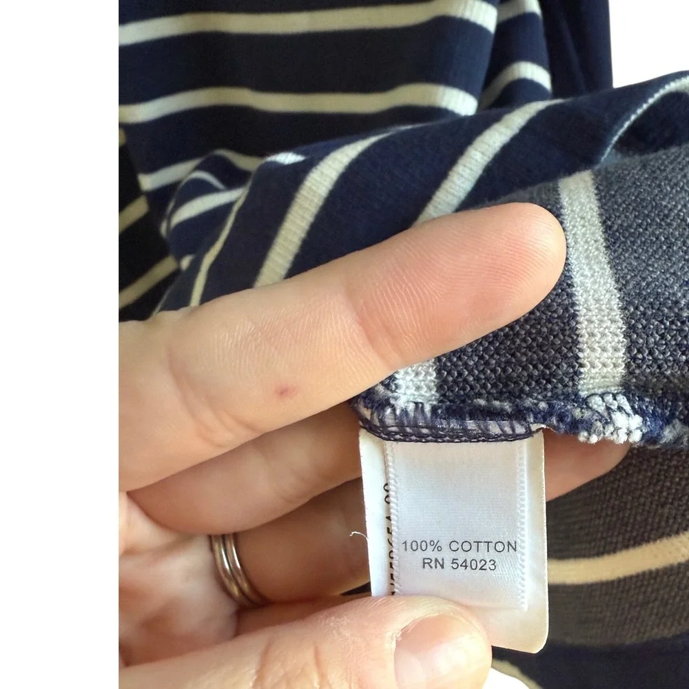 Modern‎ Prep Coastal Stripe Quarter Zip Pullover Navy Cotton Banana Republic M